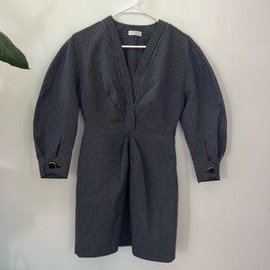 SANDRO V-NECK PLEAT DRESS